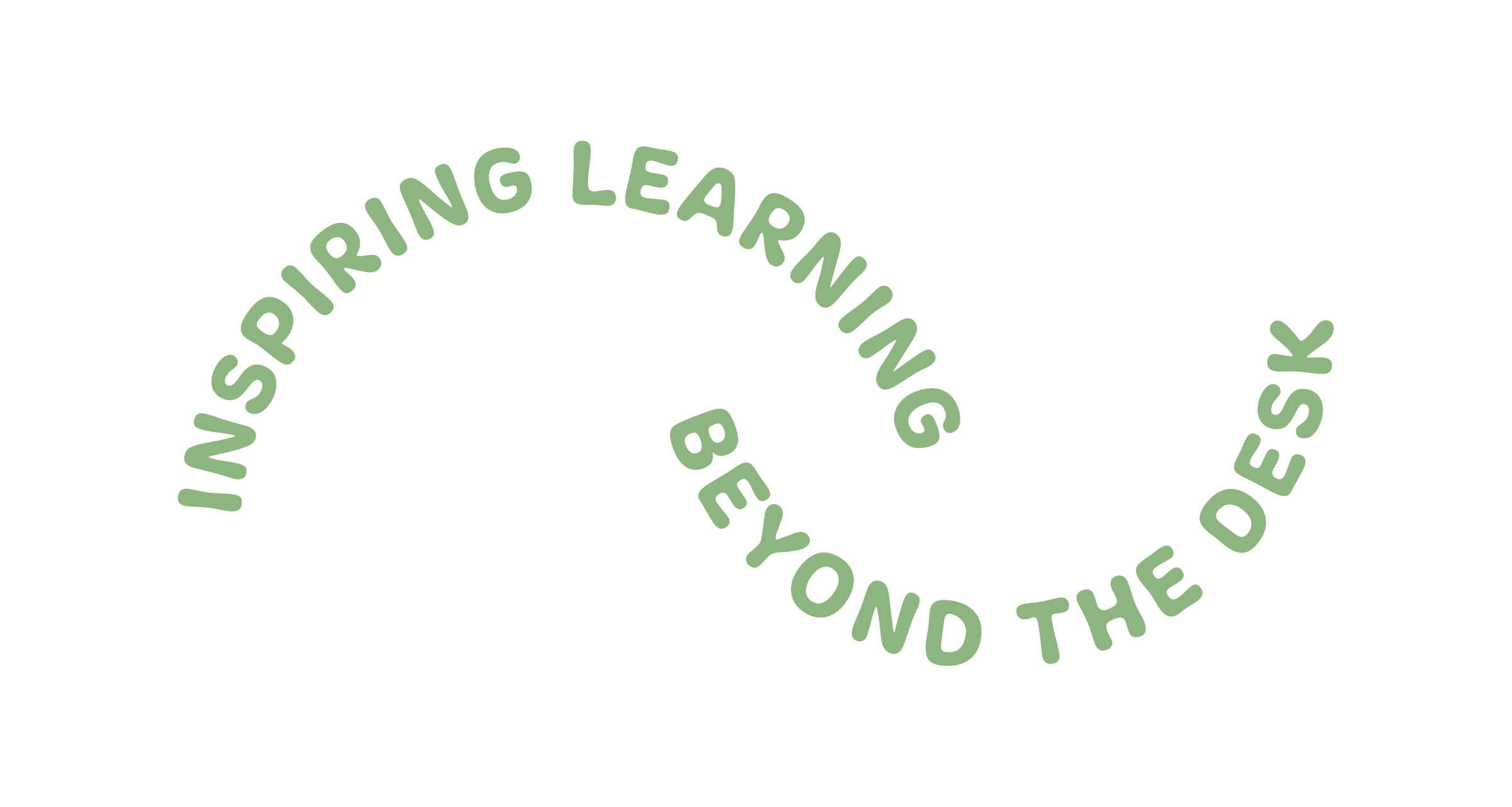 Circular text in green reads, 'IMSPIRING LEARNING BEYOND THE' on a black background.