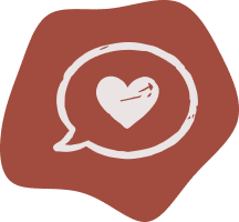 Icon of a speech bubble with a heart and arrow inside it