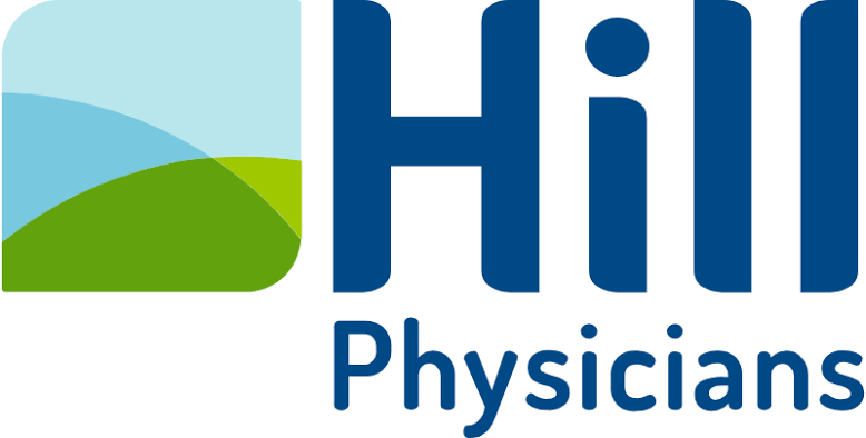 Logo for HiLi Physicians with green and blue abstract design and text.