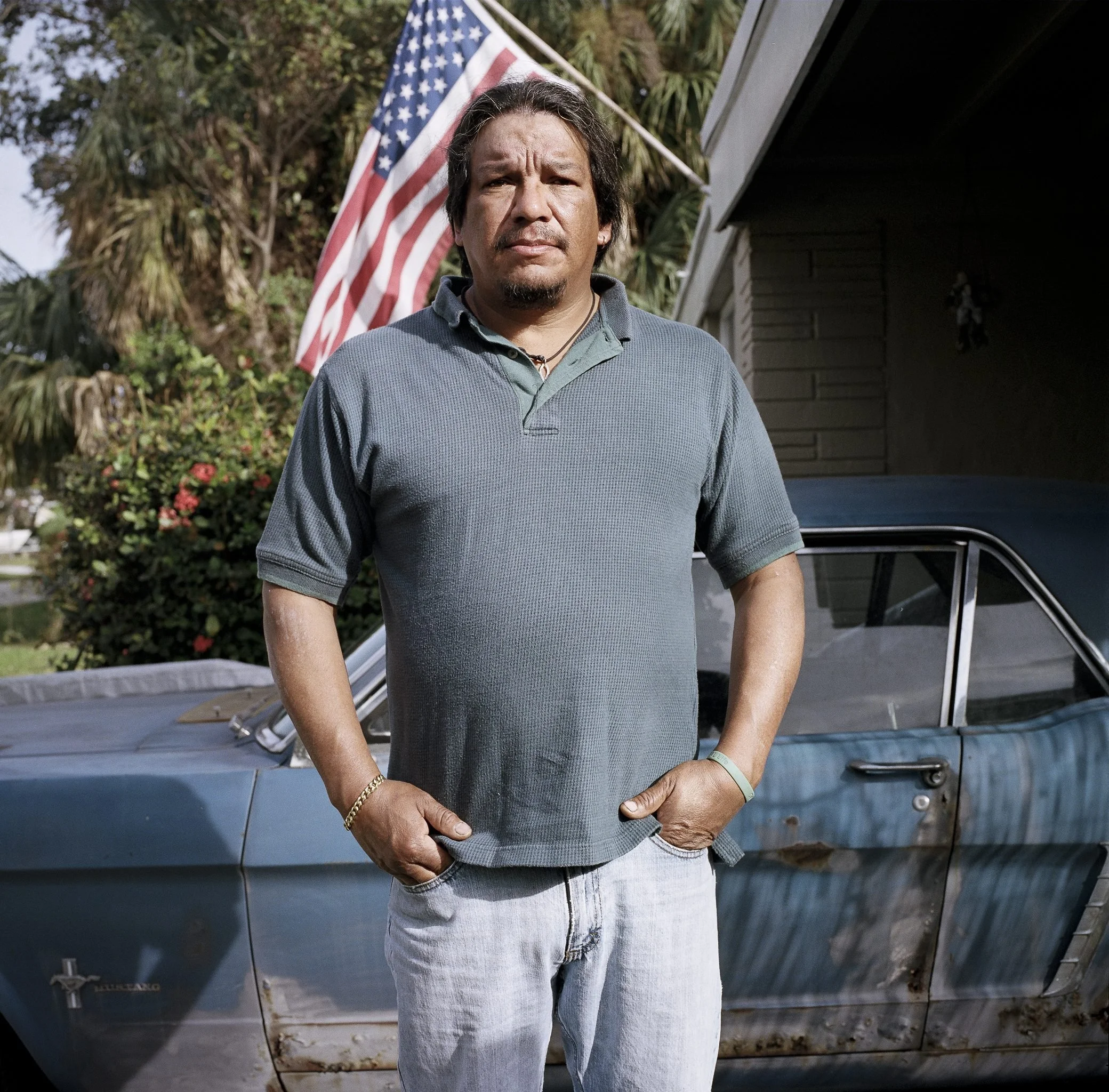 Mike Iraheta. Diesel mechanic, he was originally from Detroit. He lost his home to foreclosure after a workplace injury, now he rents from a Canadian landlord. Pompano Beach, Florida. 2012.
