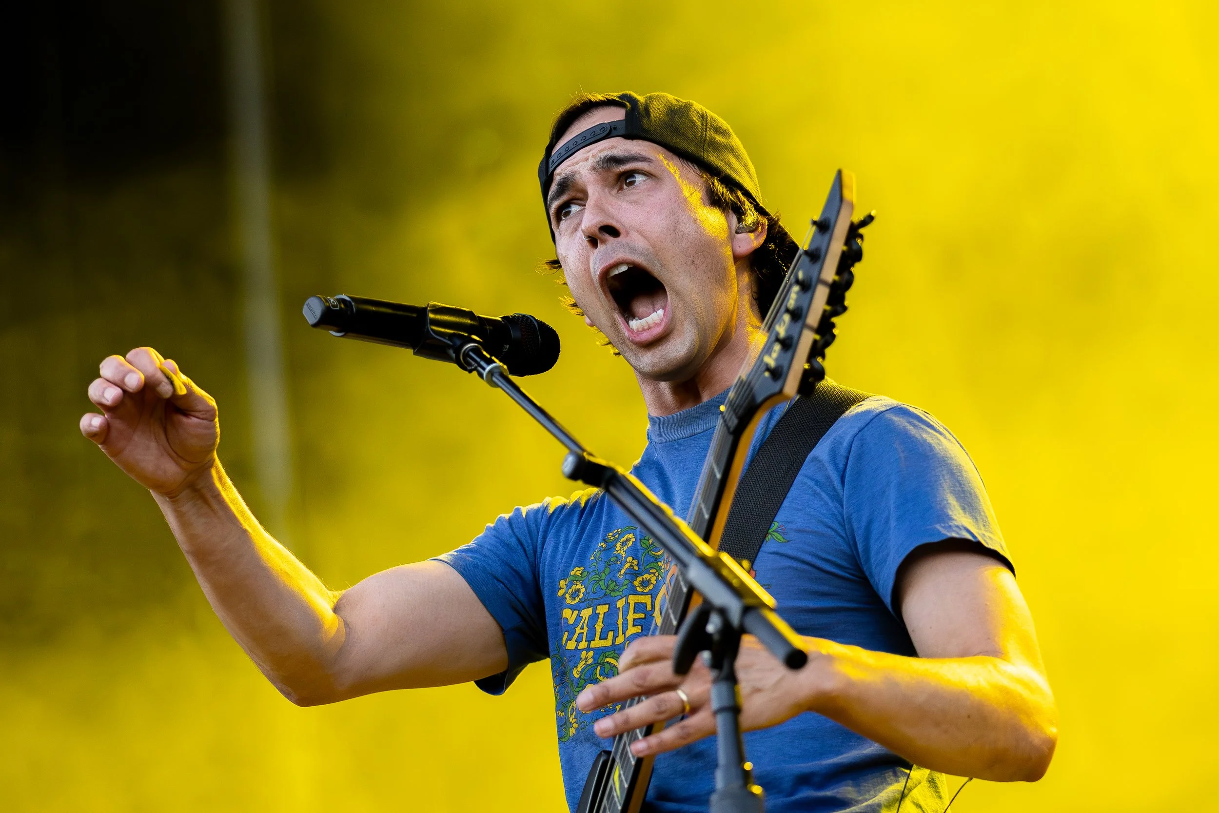 Pierce the Veil lead singer Vic Fuentes preforms "Bulls in the Bronx" during Austin City Limits Music Festival on Sunday, Oct. 11, 2025.