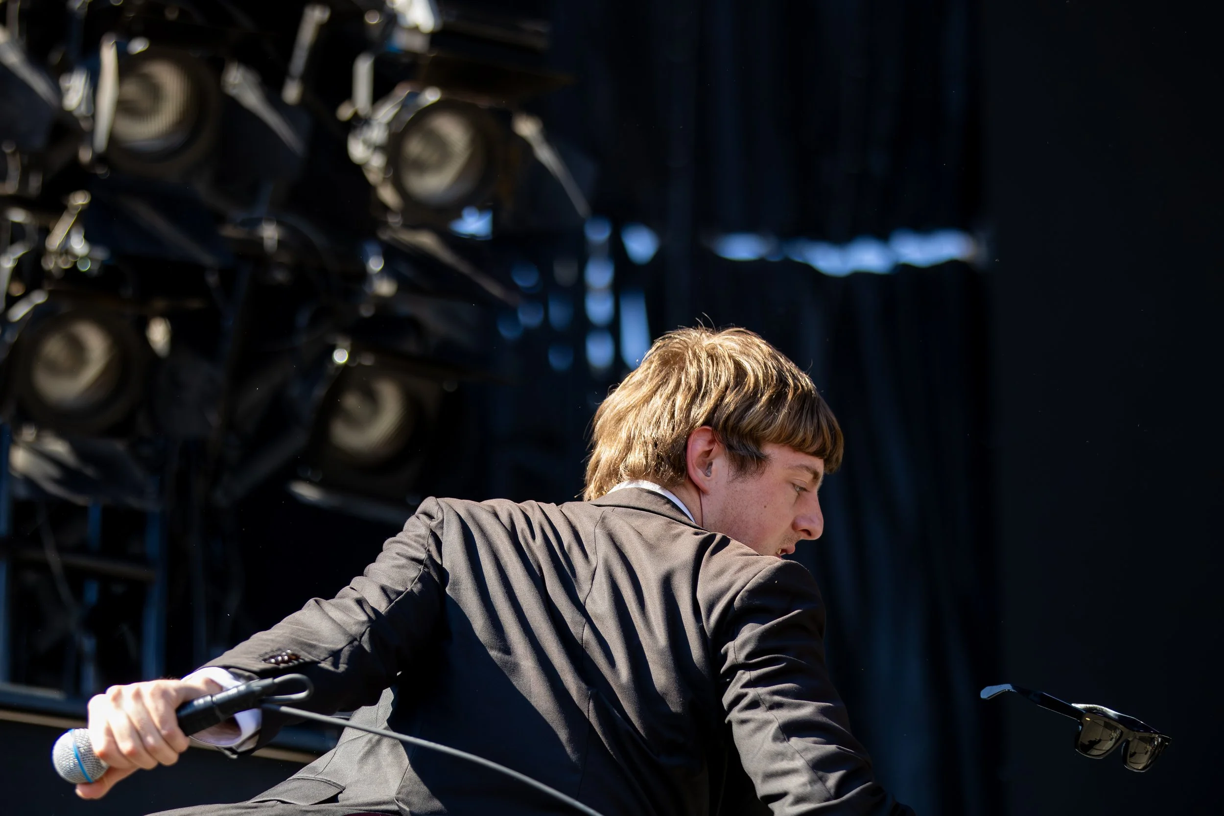 The Dare's sunglasses fall of of his face during his set at Austin City Limits Music Festival at the Miller Lite stage on Sunday, Oct. 12, 2025.