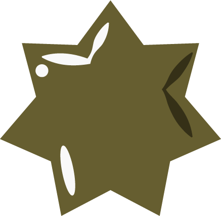 A stylized illustration of a star with white highlights.