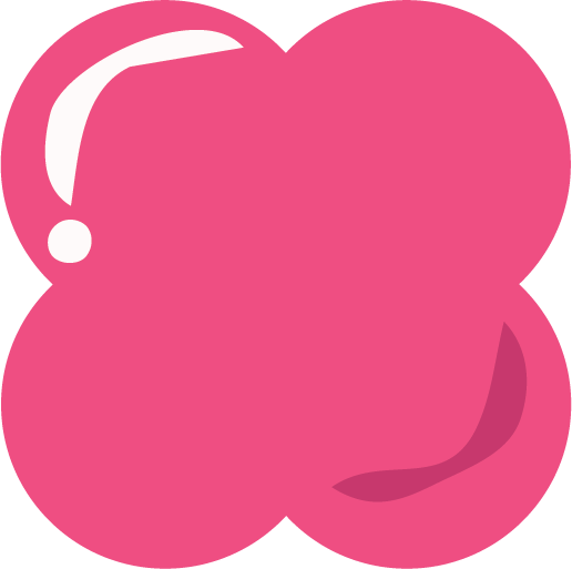 Illustration of a pink flower with rounded petals and a white highlight.