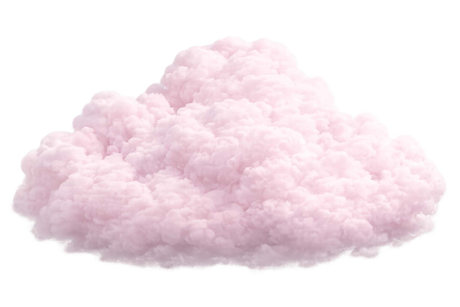 Pink fluffy cloud isolated on a white background.