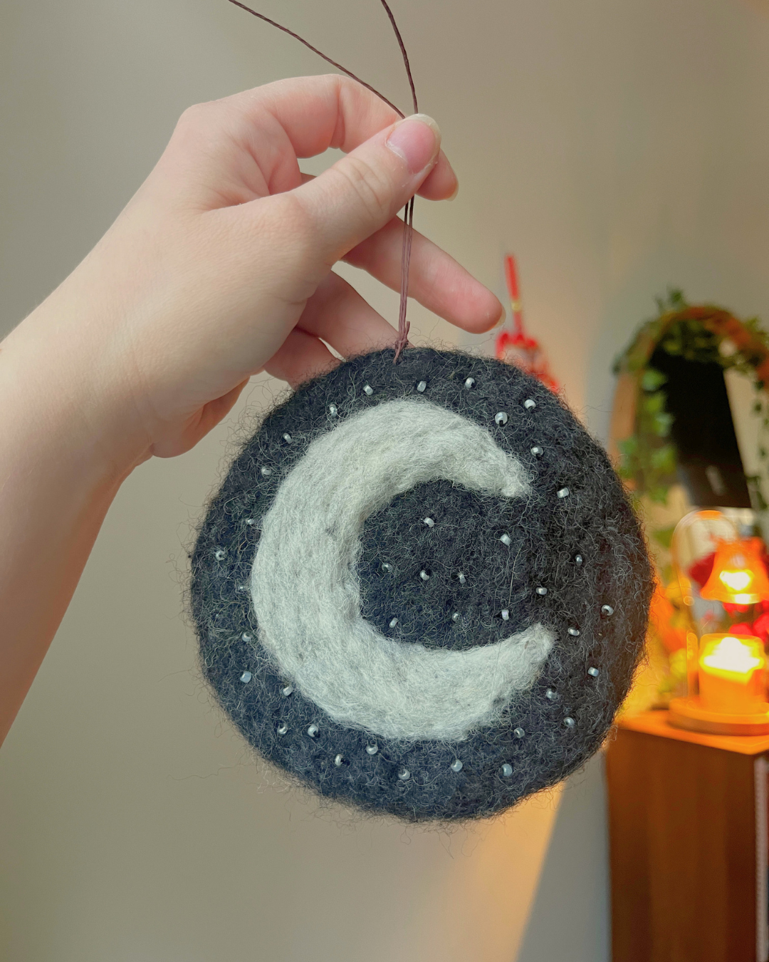 Needle Felt Moon Decor