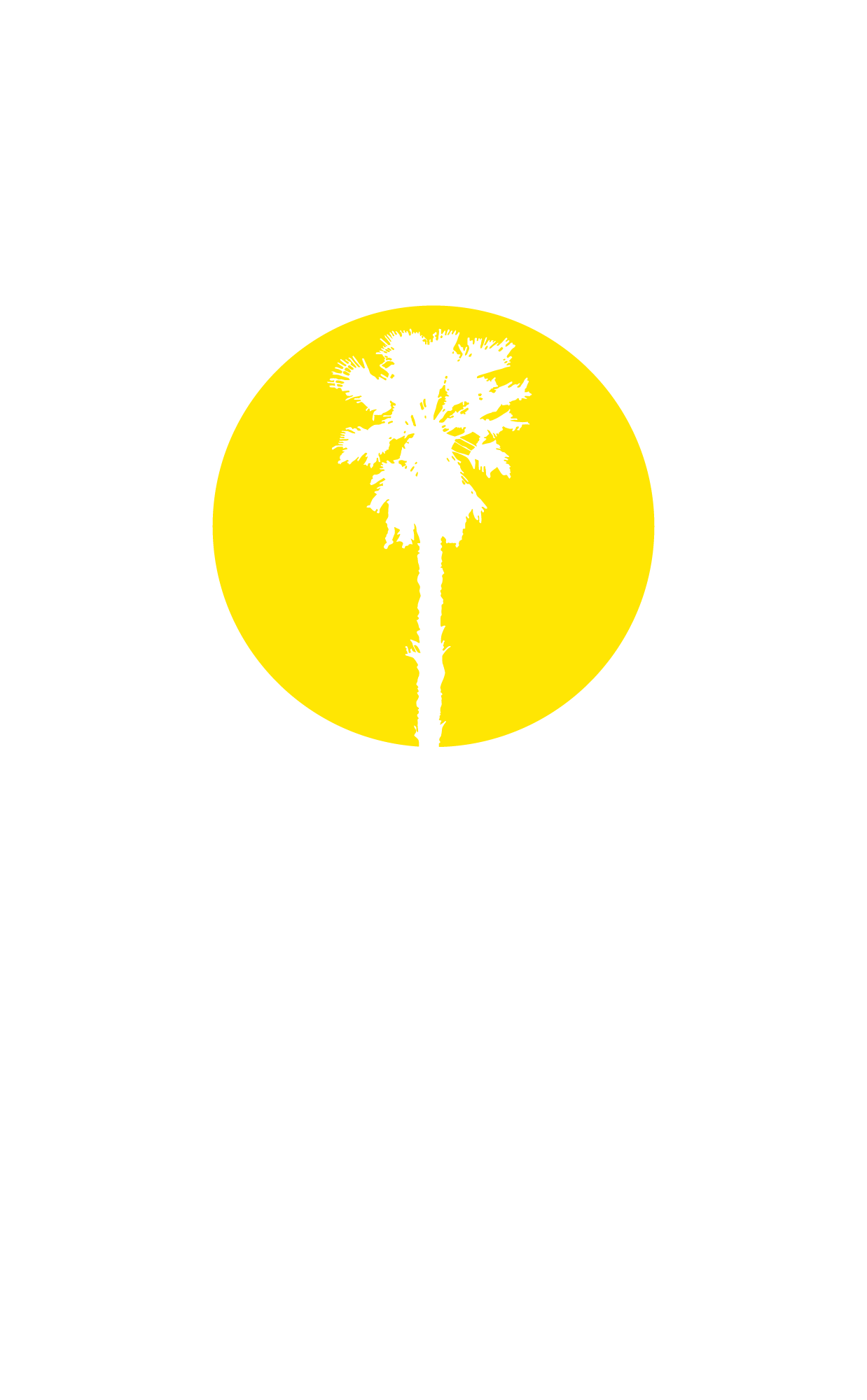 A logo with the silhouette of a palm tree in front of a yellow circle, with the text 'into' above 'THE OKAVANGO', featuring a maze-like circle and two horizontal lines