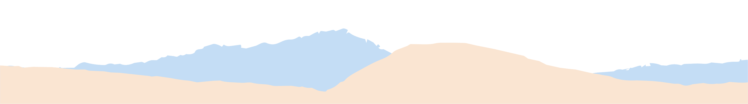 Illustration of a mountain landscape with blue mountains behind beige hills under a black sky.