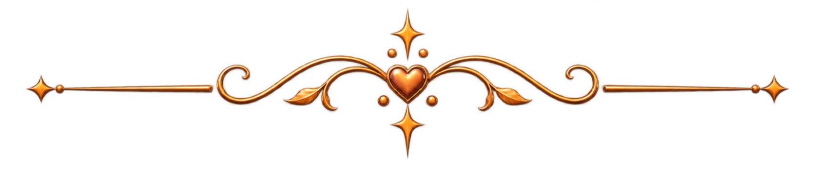 Ornate decorative divider with a central heart and floral motifs, gold-colored with a reddish background.