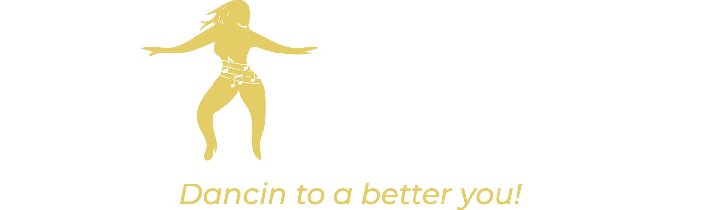 Logo for Dance U Wine Fitness featuring a stylized gold silhouette of a woman dancing with musical notes, with the text "Dance U Wine Fitness" and the tagline "Dancin to a better you!"