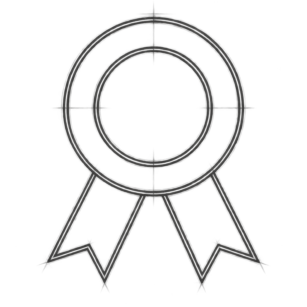 Recognition badge icon representing professional experience and expertise.