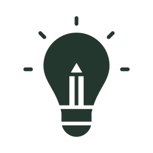 Light bulb with a pencil inside, symbolizing ideas and creativity.