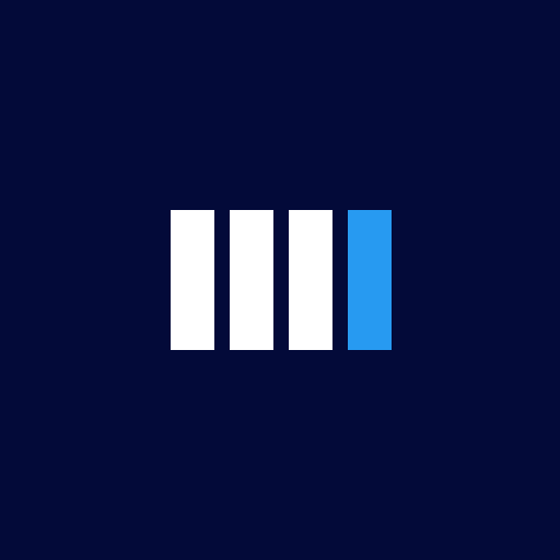 A dark blue background with a stylized white heart, orange flame, and a faint yellow circle in the background.