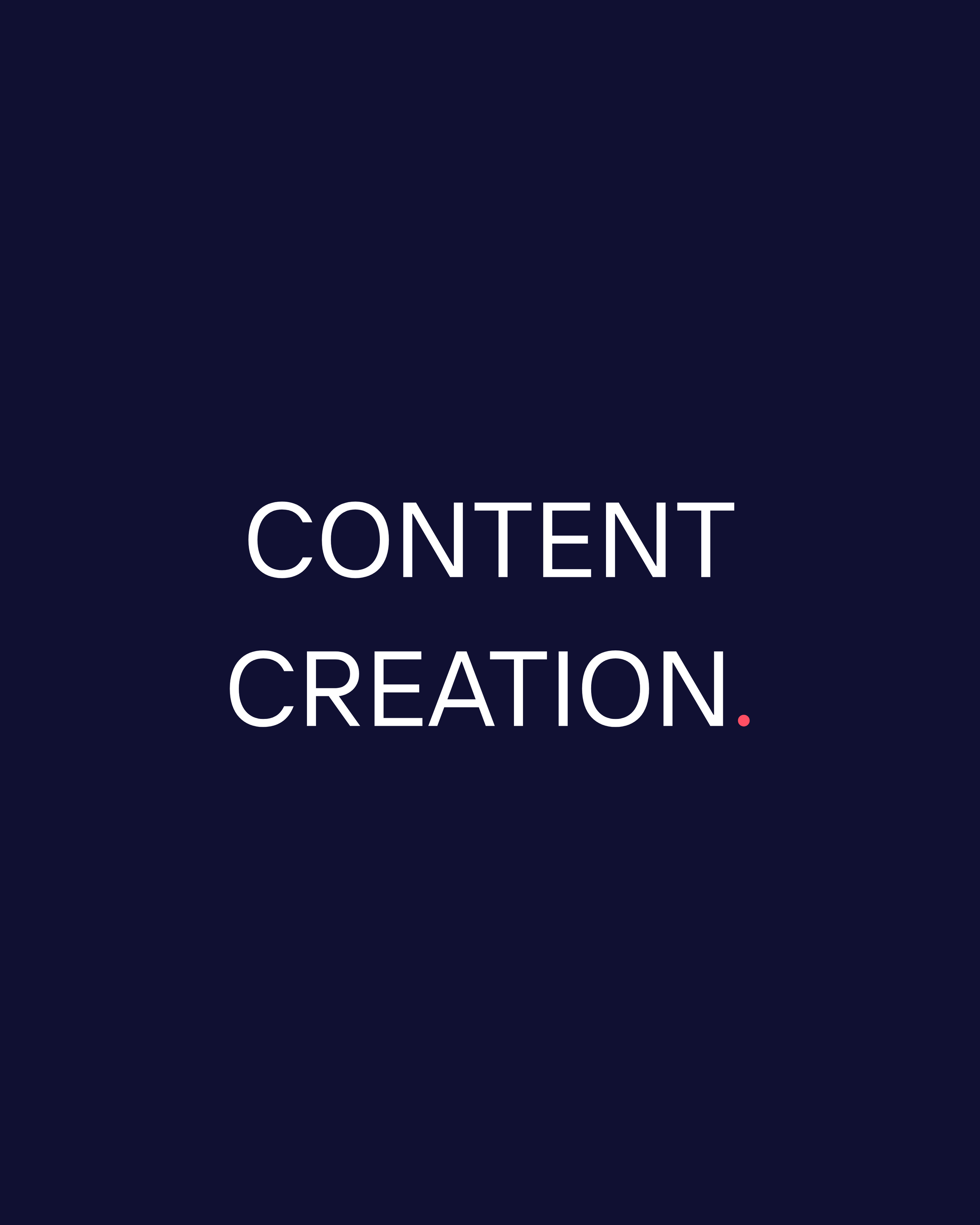 Dunkler Hintergrund mit weißen und roten Texten, die 'Content Creation' sagen.