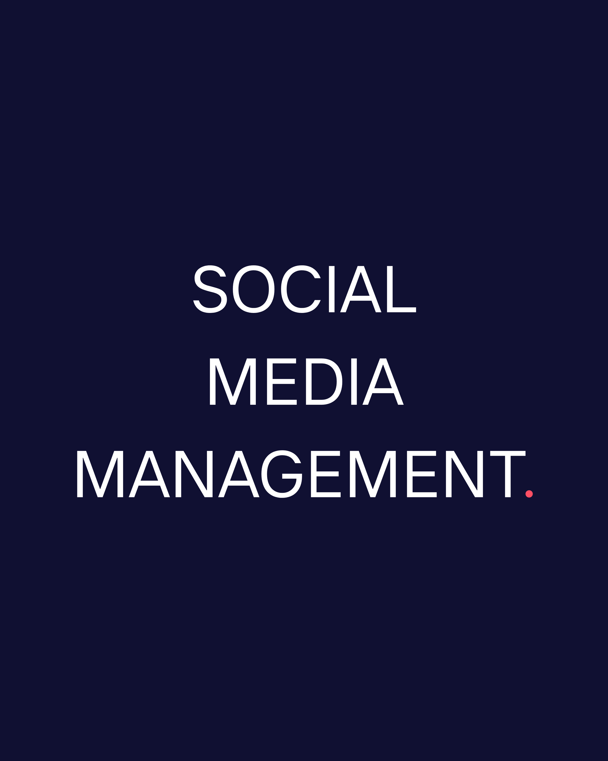 Ein dunkler Hintergrund mit weißen Text, der die Wörter 'Social Media Management' enthält.
