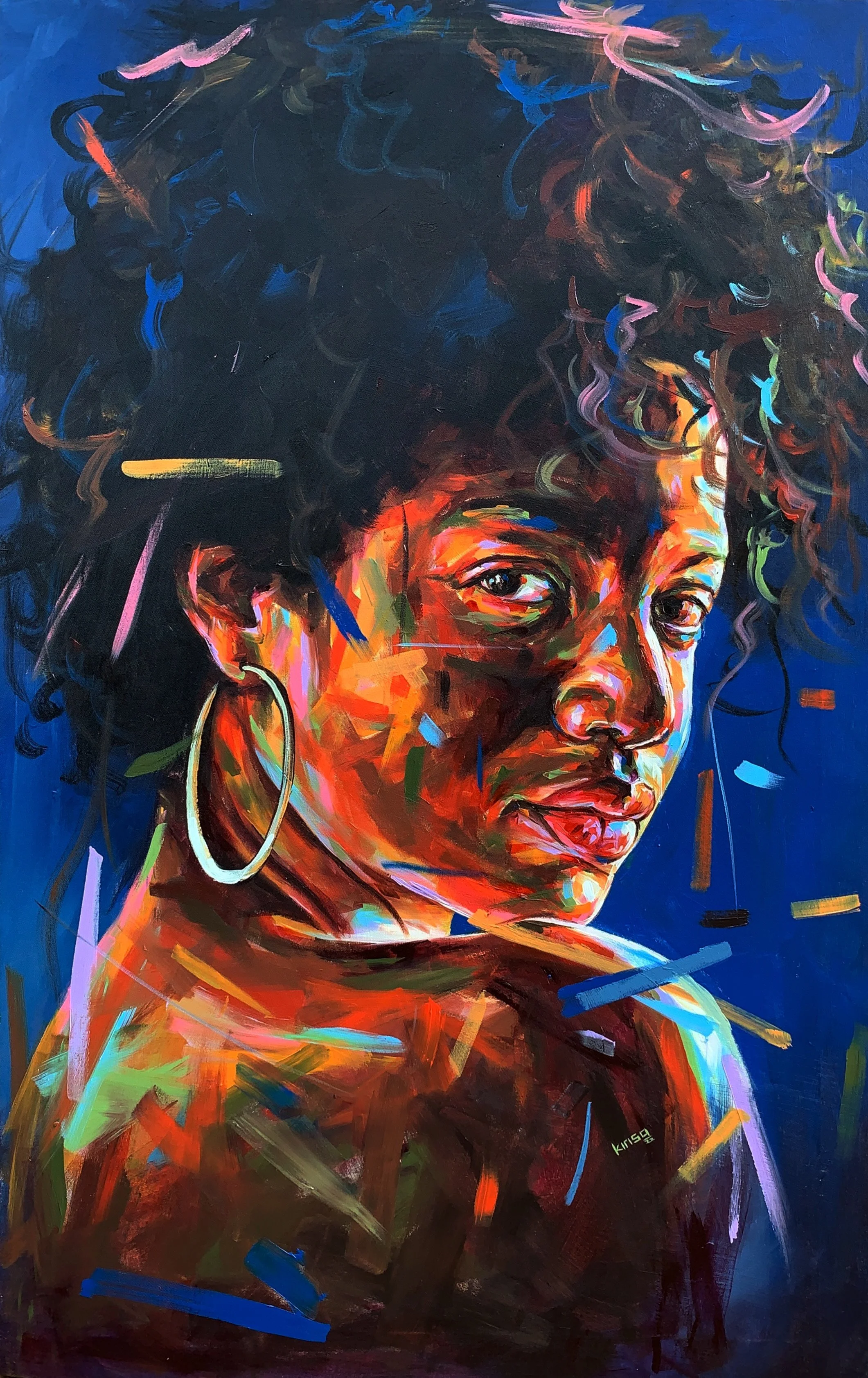 BLESSED WITH BEAUTY, acrylics on canvas, 110cm x 75cm, 2022 (800 USD)