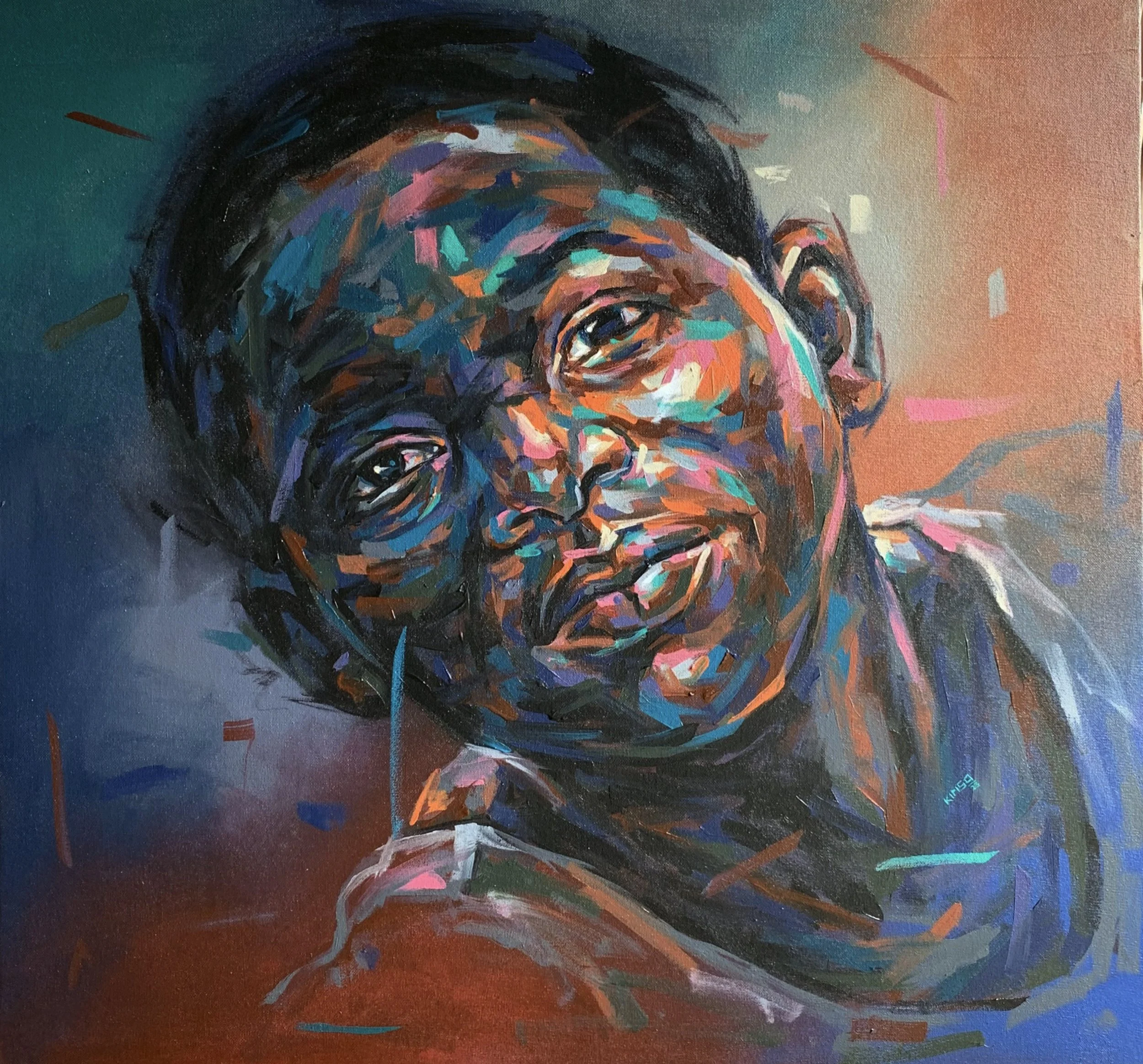SHINE, acrylics on canvas, 90cm x 95cm, 2023 (500 USD)