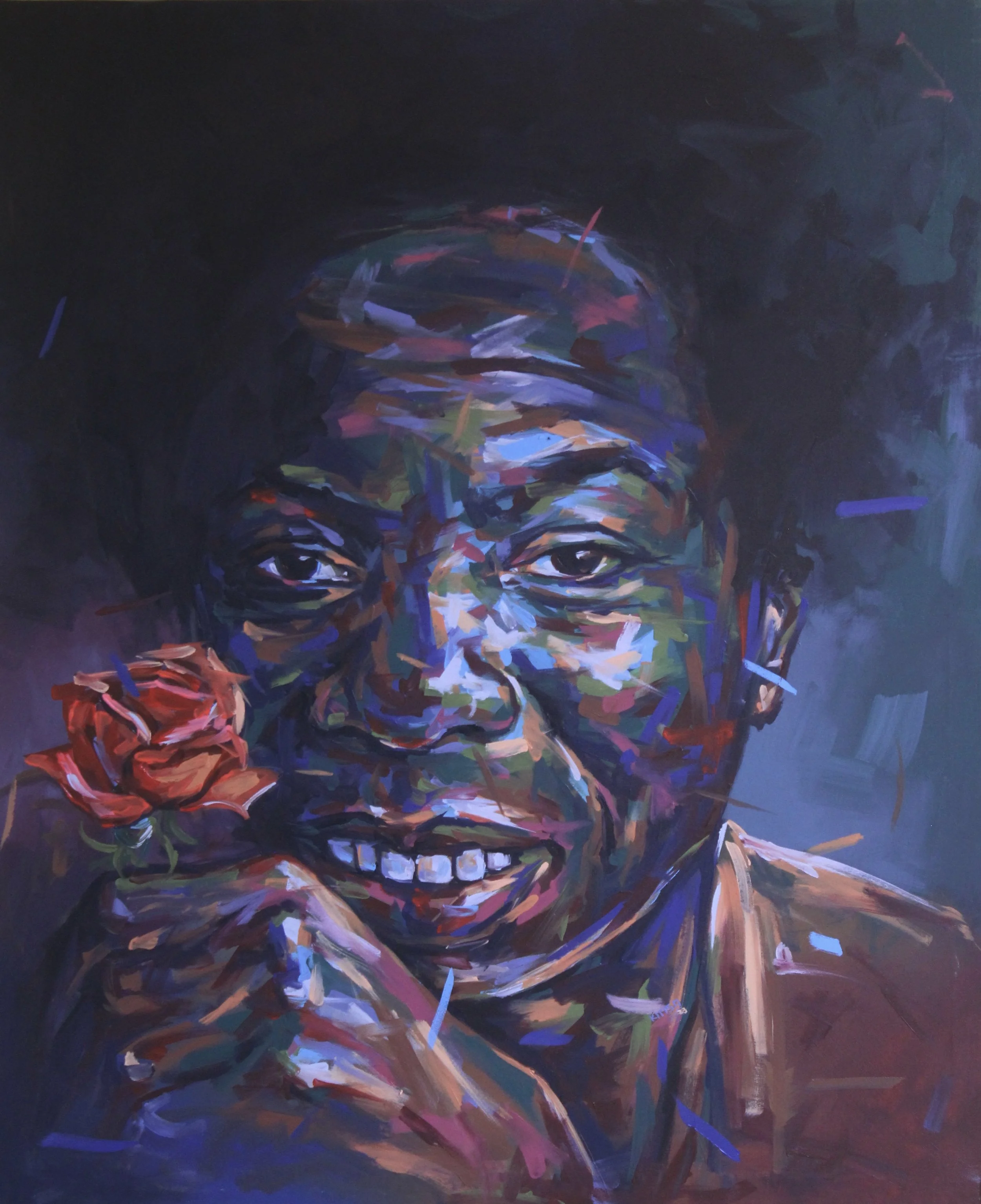 MARK MY WORDS, acrylics on canvas, 110cm x 95cm, 2023 (750 USD)