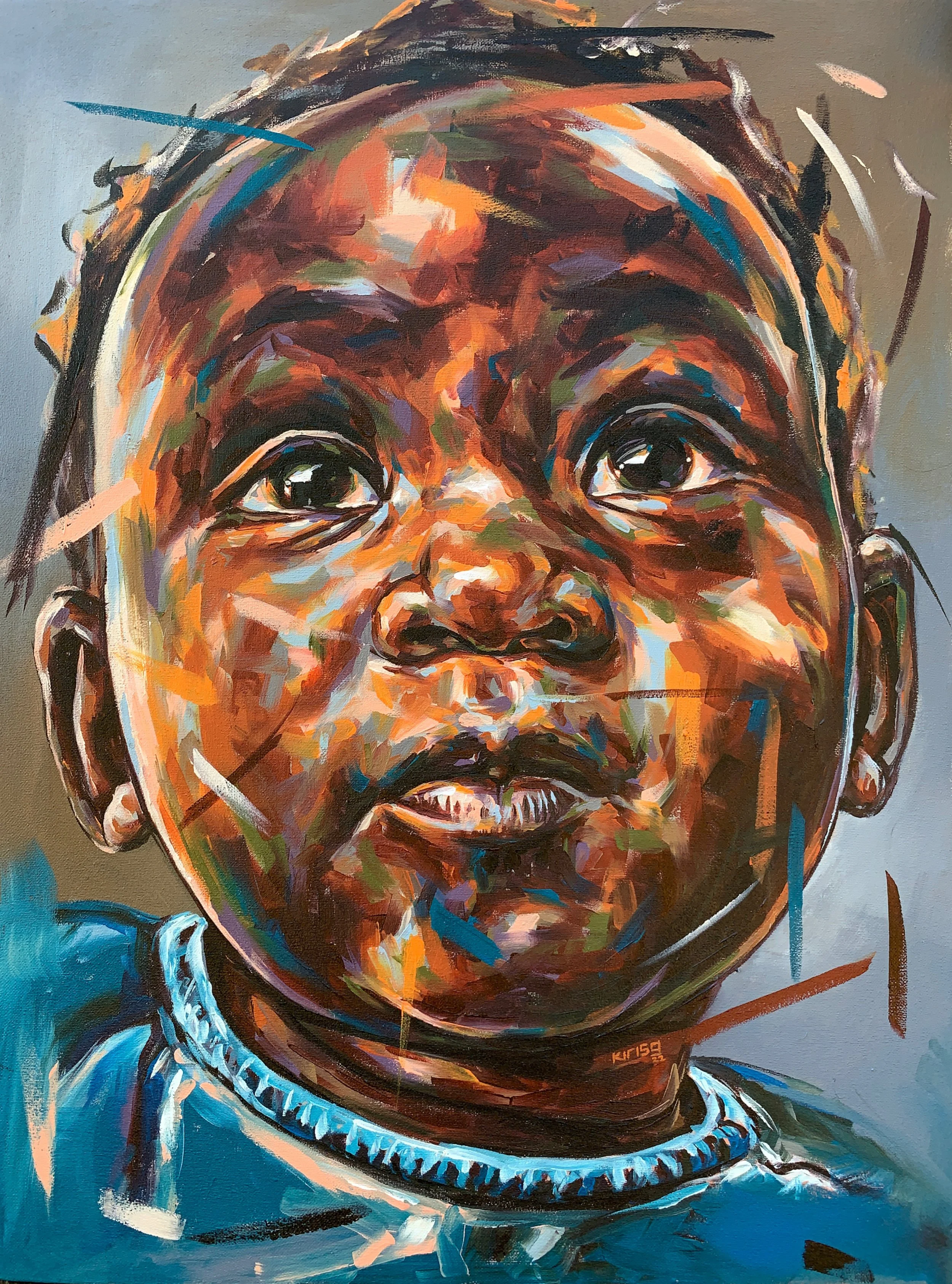INNOCENT DANIELLA, acrylics on canvas, 80cm x 60cm, 2022 (450 USD)