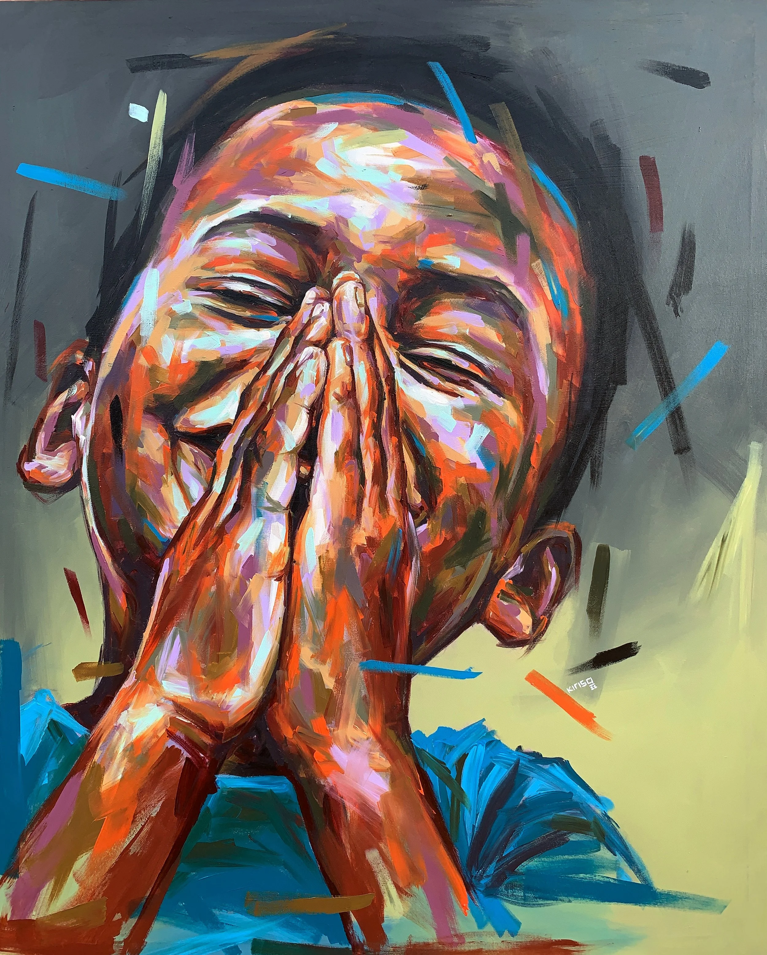 GRATITUDE IS A MUST, acrylics on canvas, 100cm x 80cm, 2022 (SOLD)