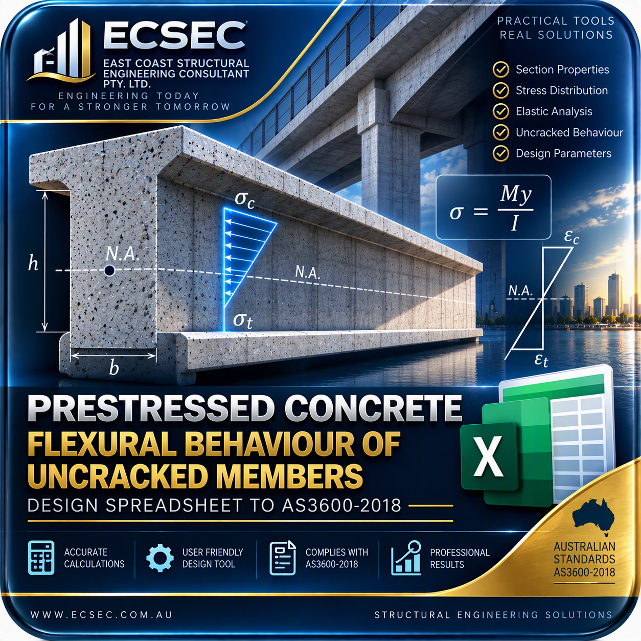 Prestressed Concrete - Flexural behaviour of uncracked members