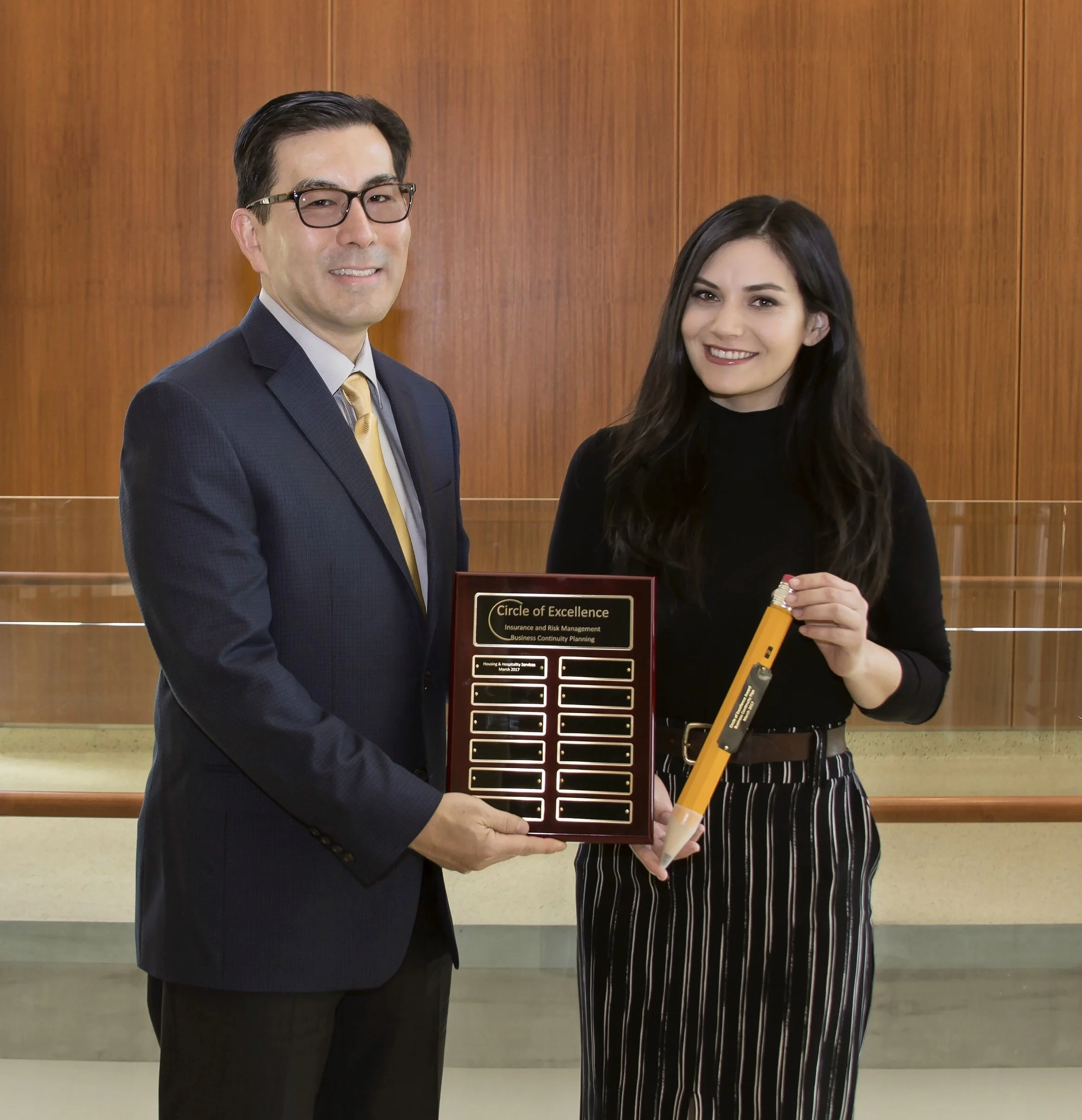 Receiving the Circle of Excellence Award in Business Continuity Planning for the UCOP System at UCLA, 2017.