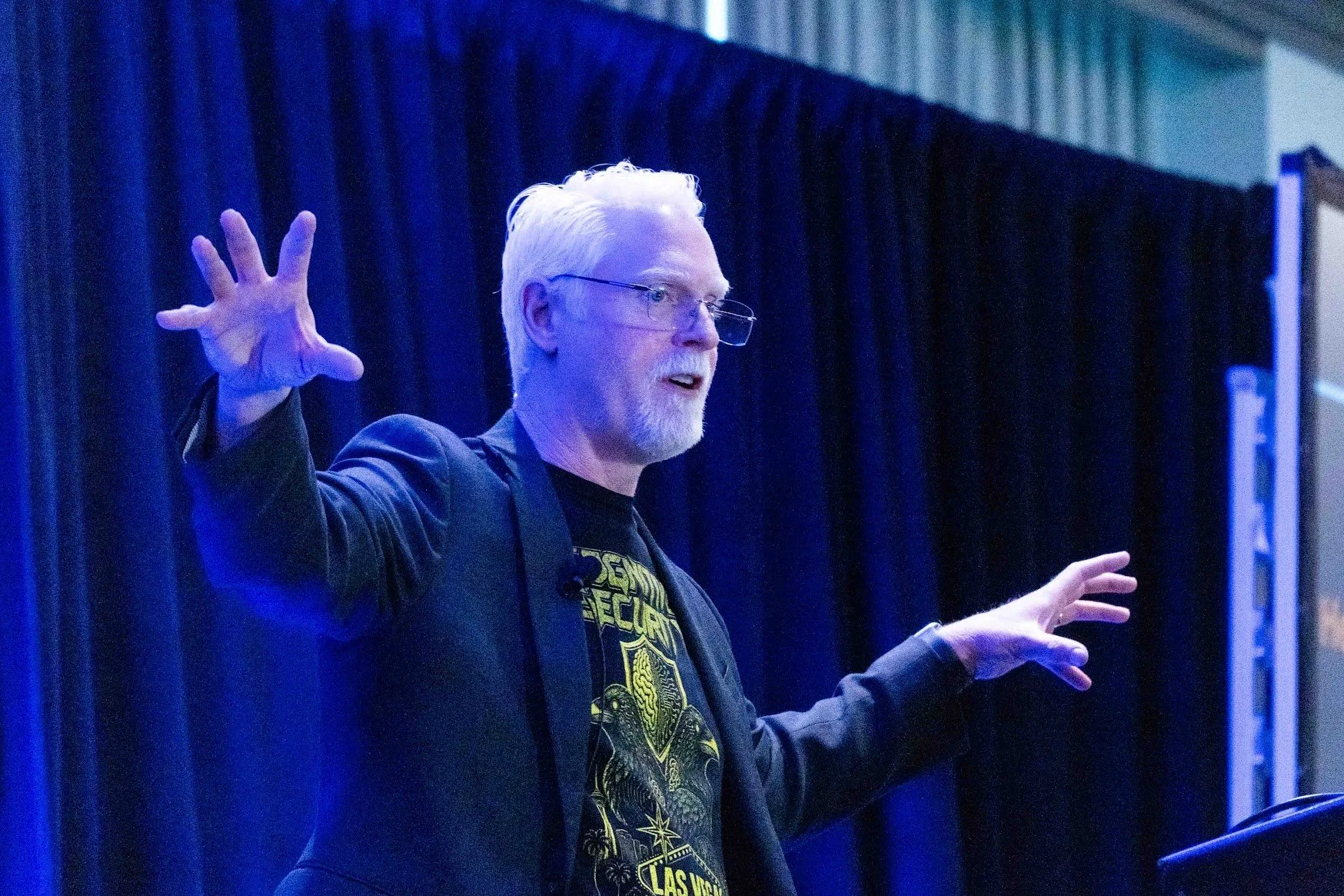 Perry Carpenter on stage.