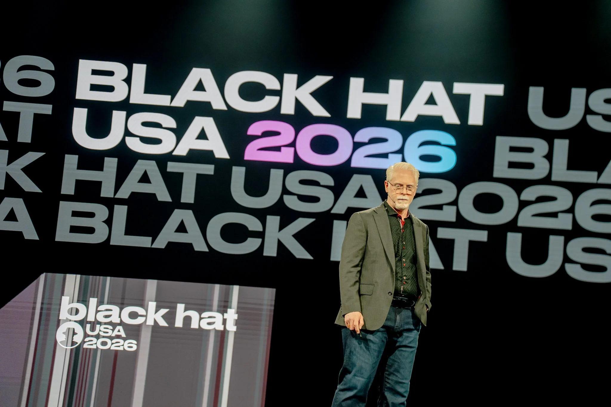 Perry Carpenter on stage at BlackHat.