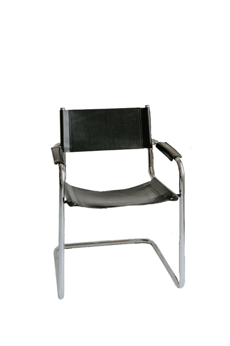 Modern black leather and chrome chair.