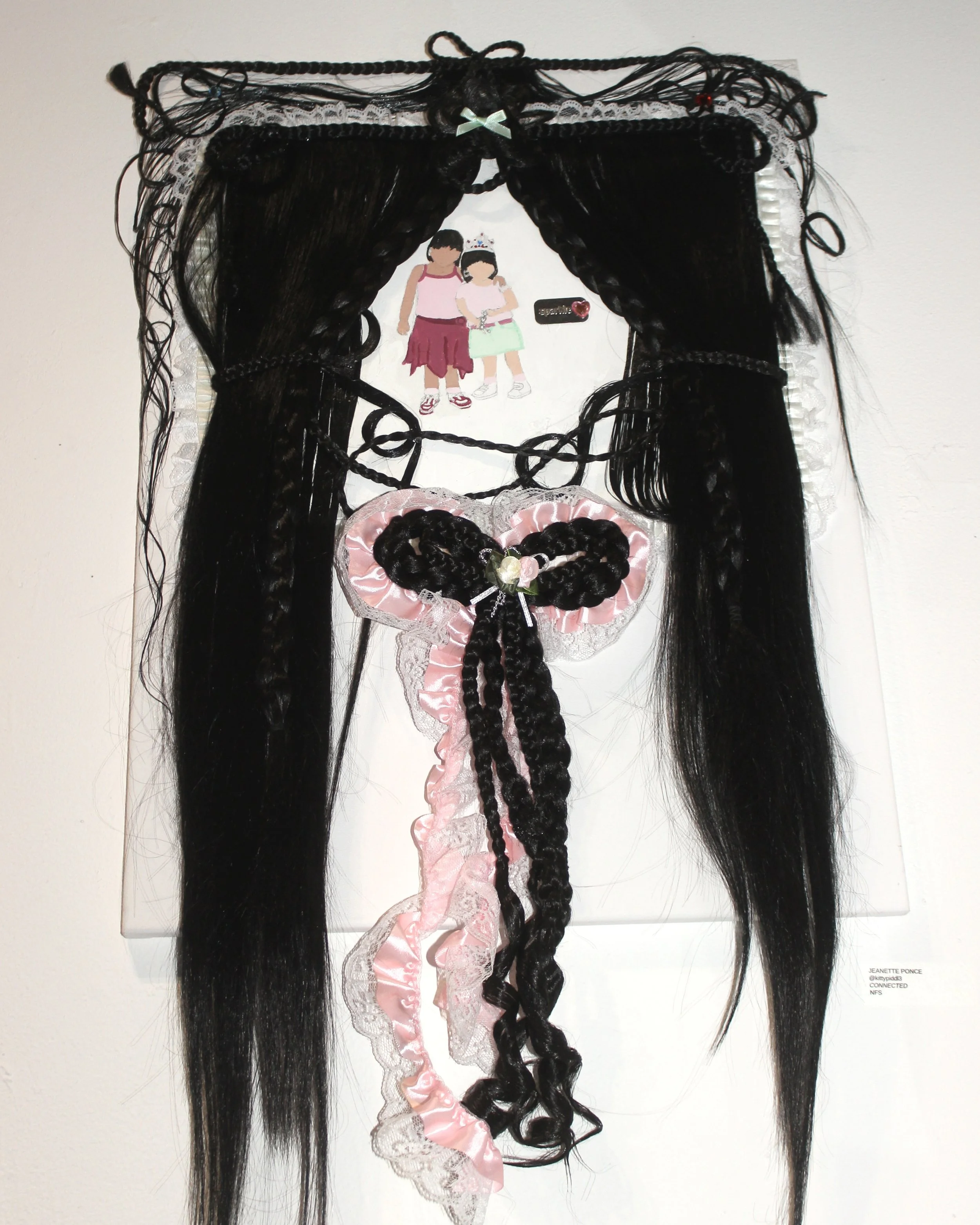 "Connected"
Mixed media/synthetic hair painting on canvas