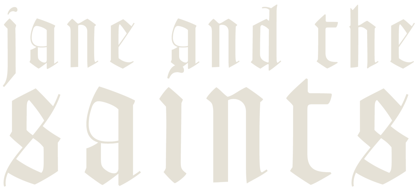The phrase "love and trust" written in large, Gothic-style blackletter font with a light gray color.