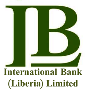 Logo of International Bank (Liberia) Limited, with green initials 'IB' and the bank's name below.