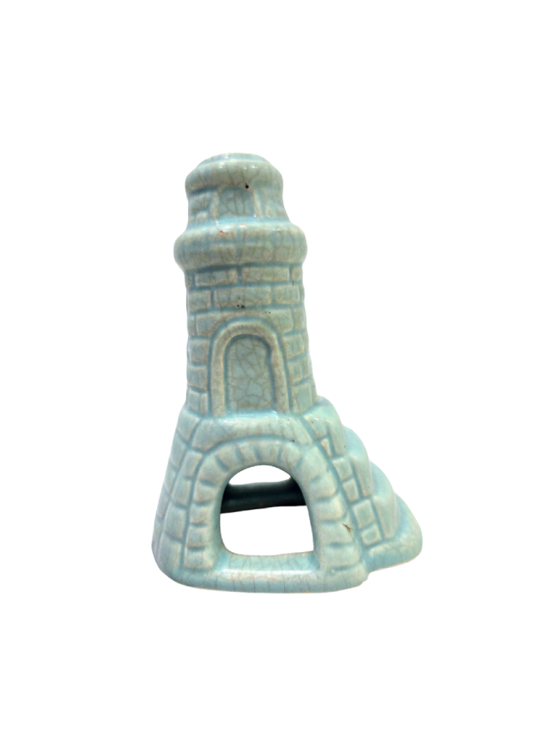 Turquoise Ceramic Lighthouse Aquarium Ornament