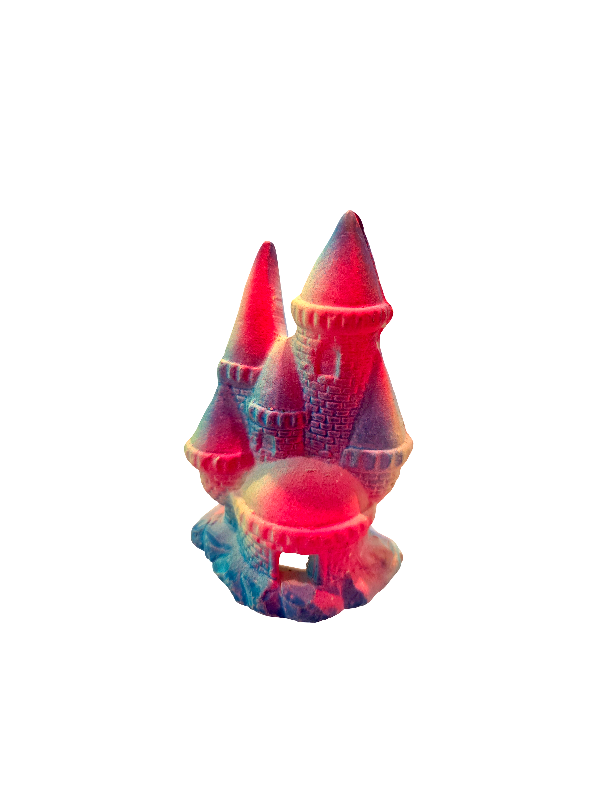 Ceramic Neon Rainbow Castle Aquarium Ornament