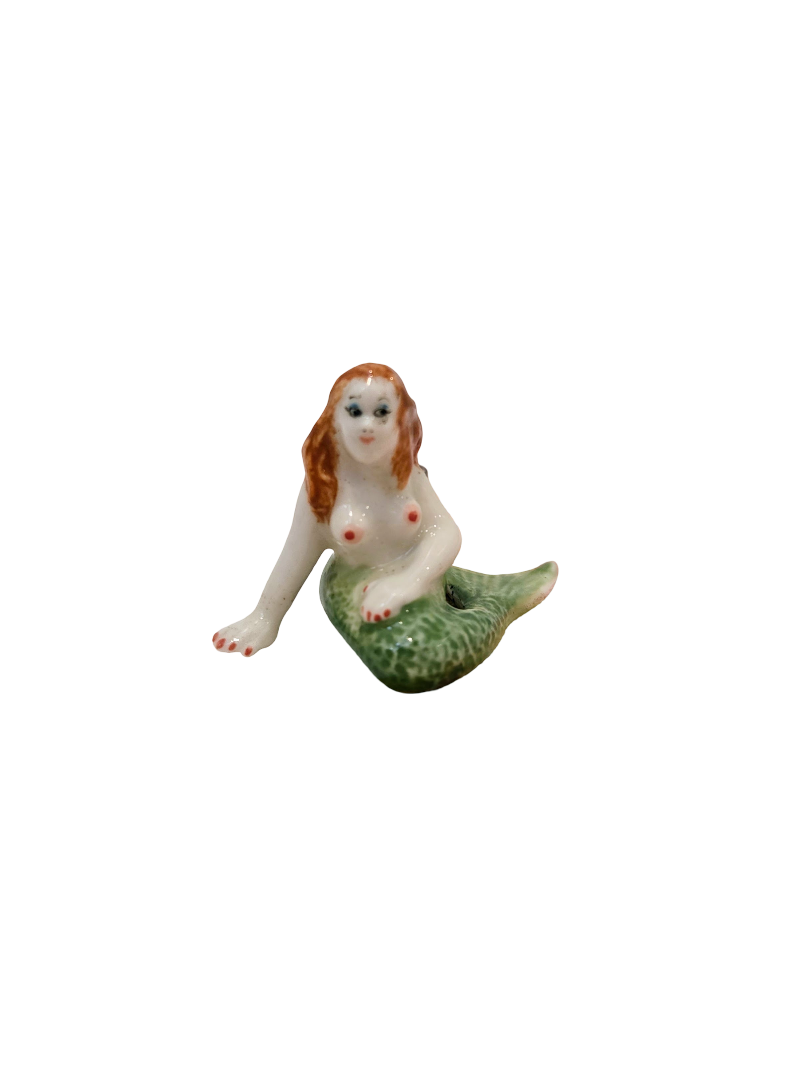 Green Sitting Mermaid Aquarium Ornament