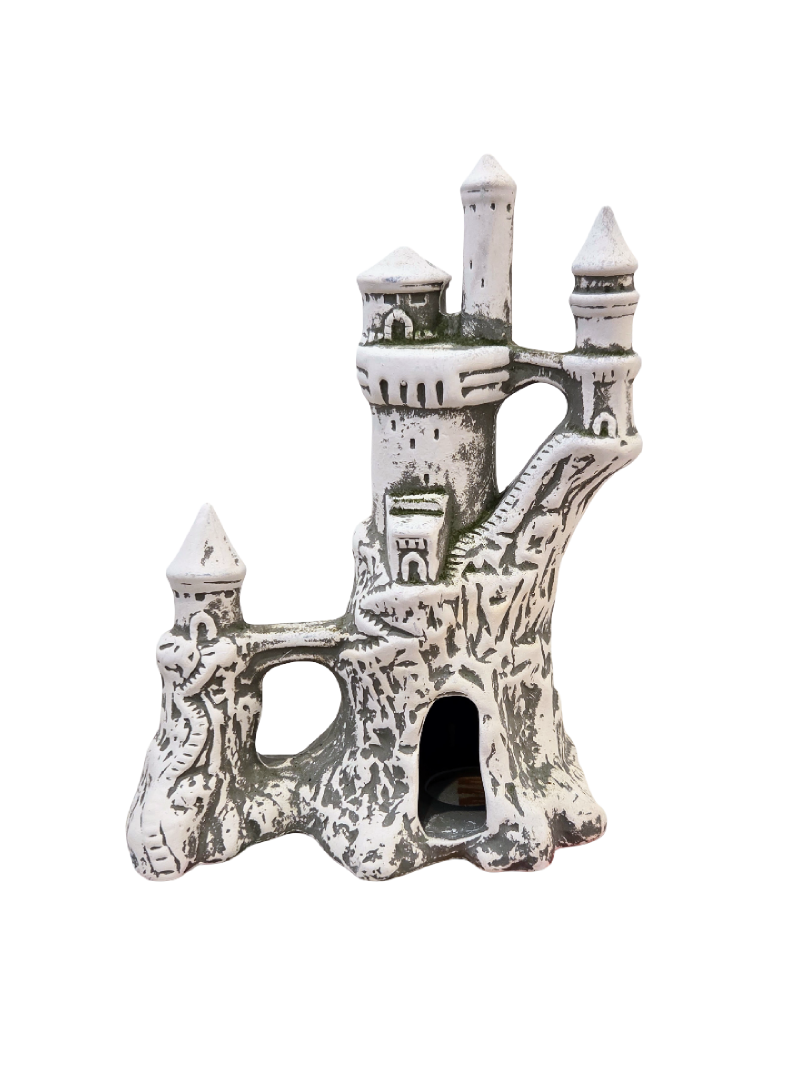 Extra Large Unpainted Ceramic Castle Aquarium Ornament