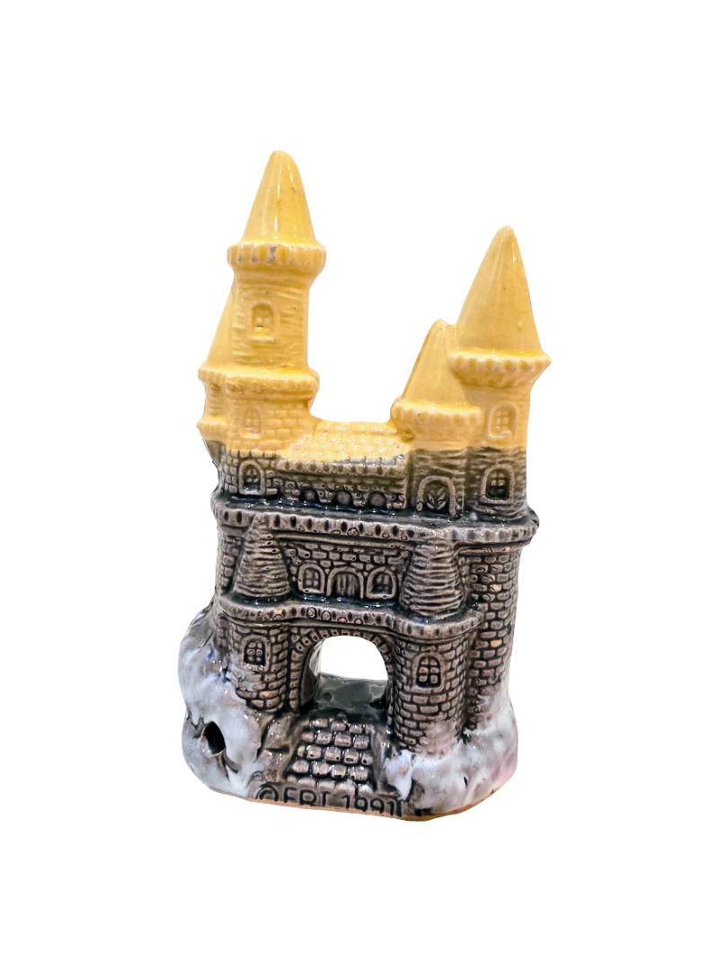 Ceramic Yellow & Black Castle Aquarium Ornament