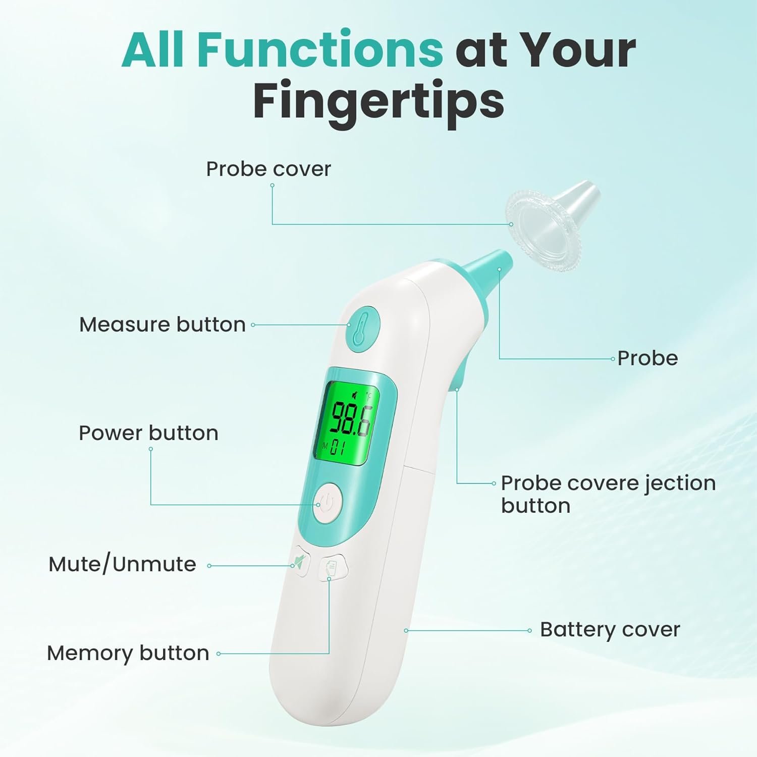 Taiko-Net Ear Fever Indicator 40 Reading Memory F/°C with Carrying Bag
