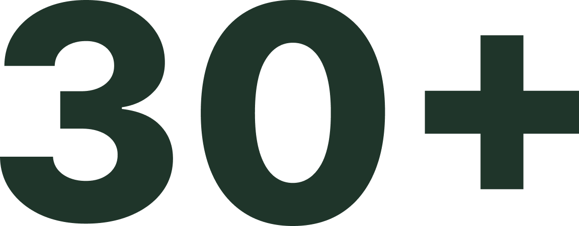 Large text displaying '30+' in green.