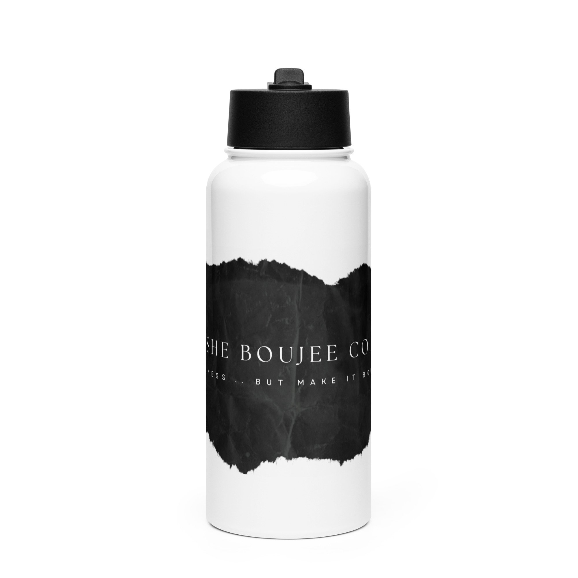 Stainless steel water bottle with a straw lid