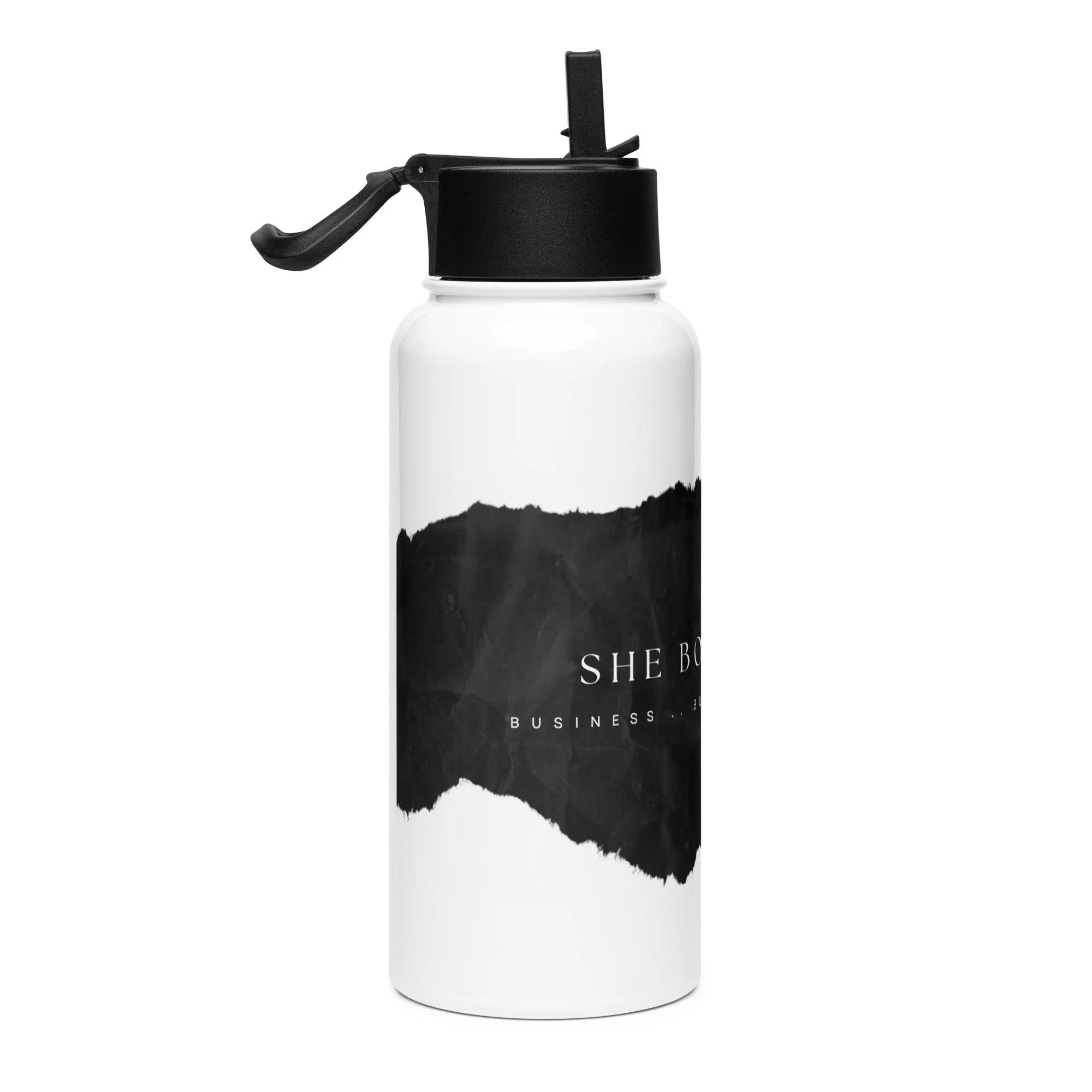 Stainless steel water bottle with a straw lid