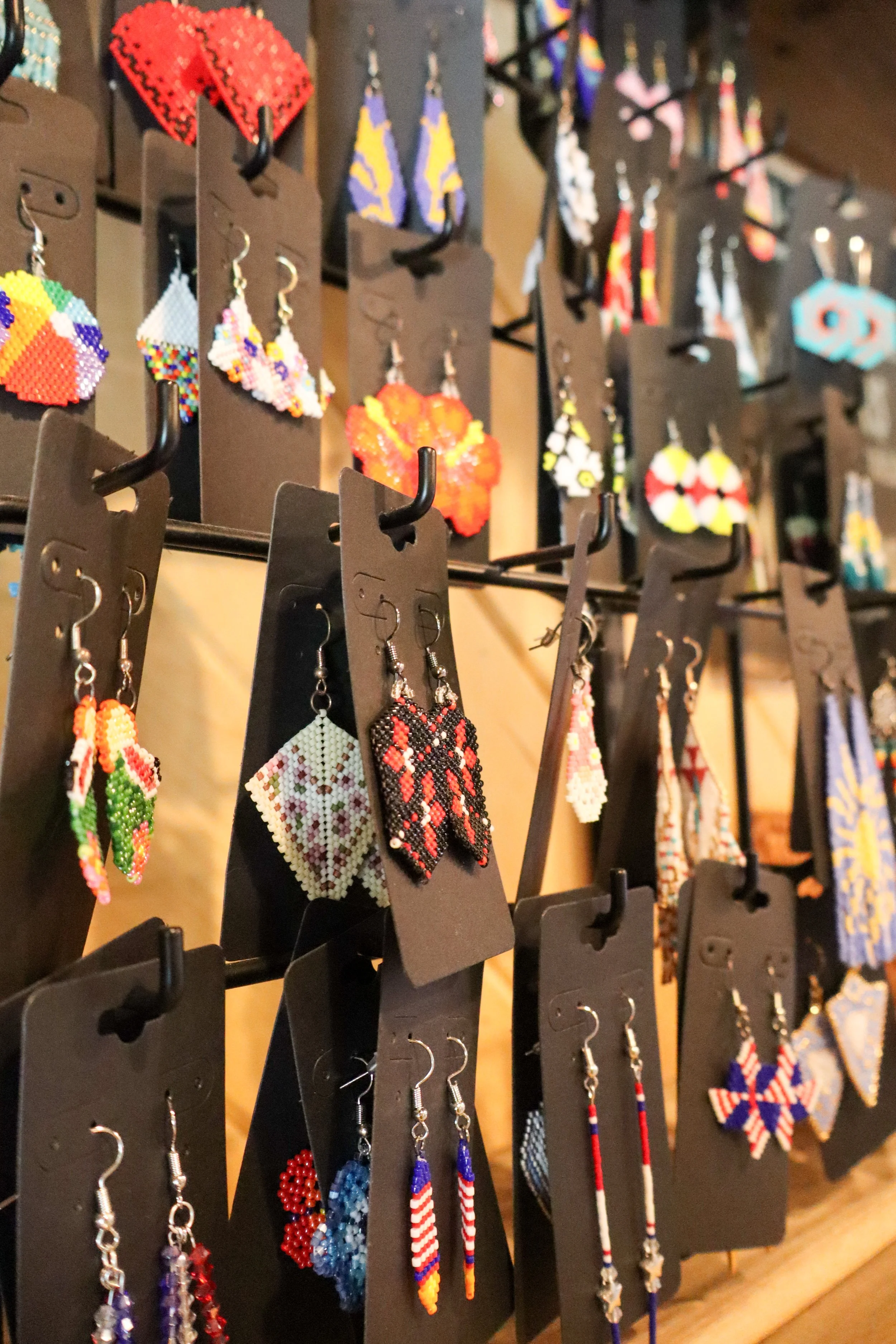 shelves displaying local jewelry products
