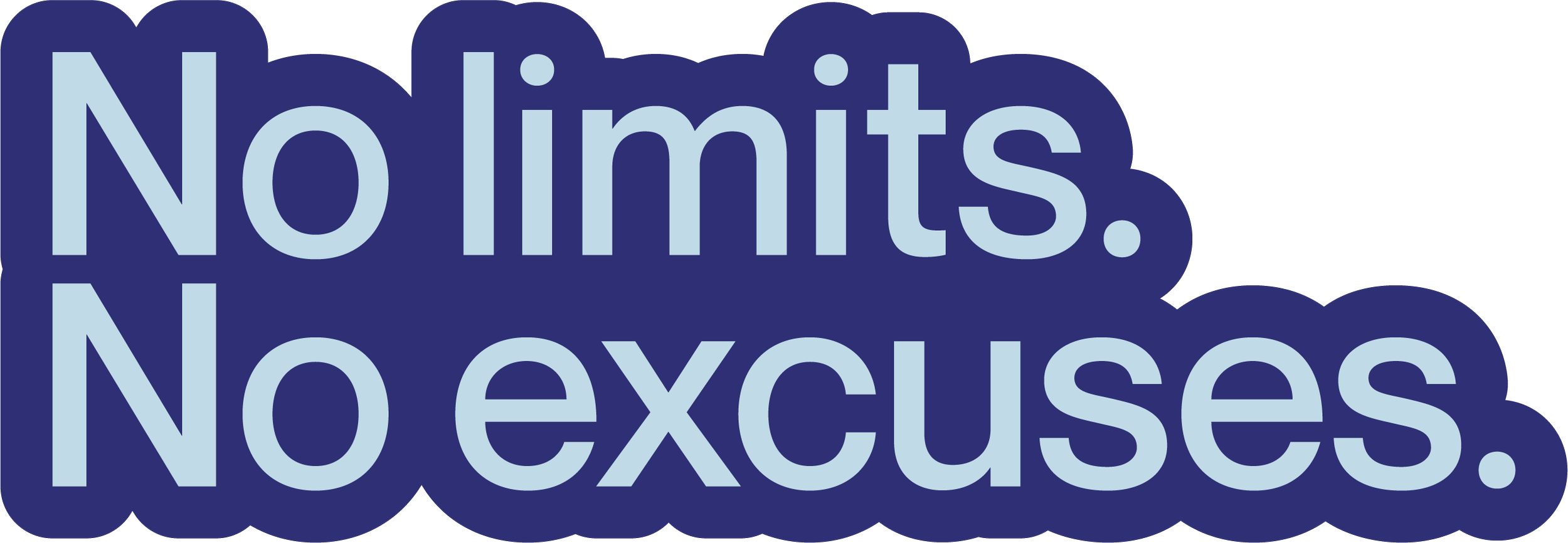 Logo en gros caractères : "No limits. No excuses."