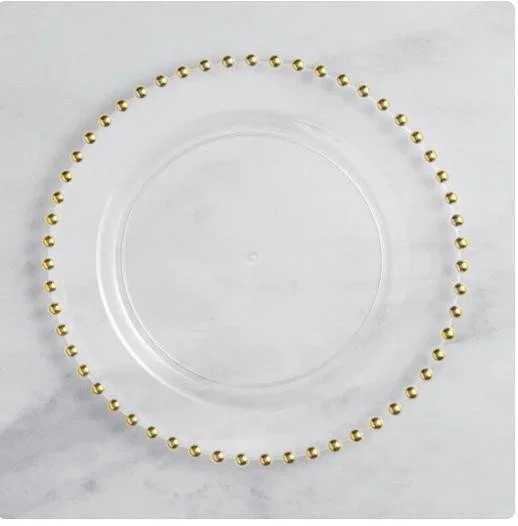 Clear Gold-Beaded Charger