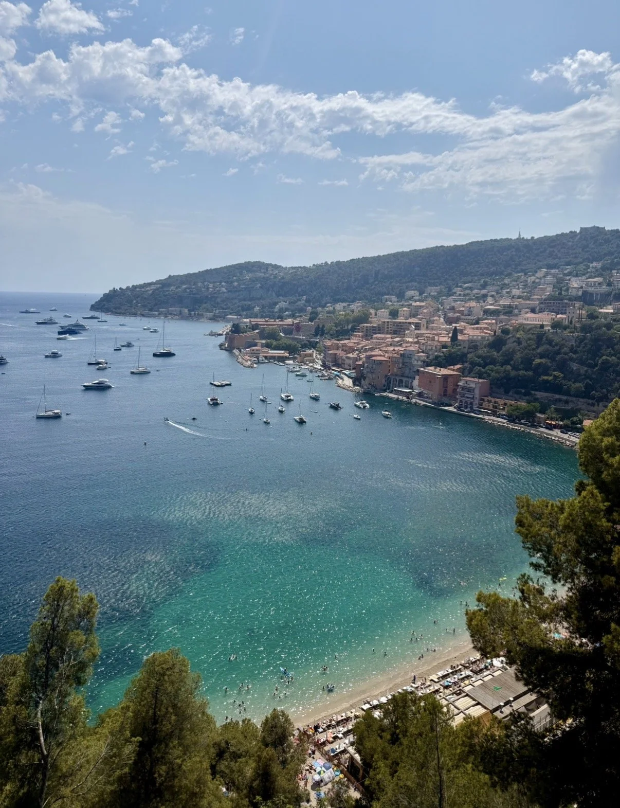 Turquoise bay and coastline of Villefranche-sur-Mer on the French Riviera.