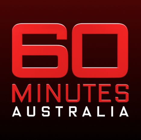 Red digital clock displaying 60 minutes with the words "MINUTES AUSTRALIA" underneath on a dark background.