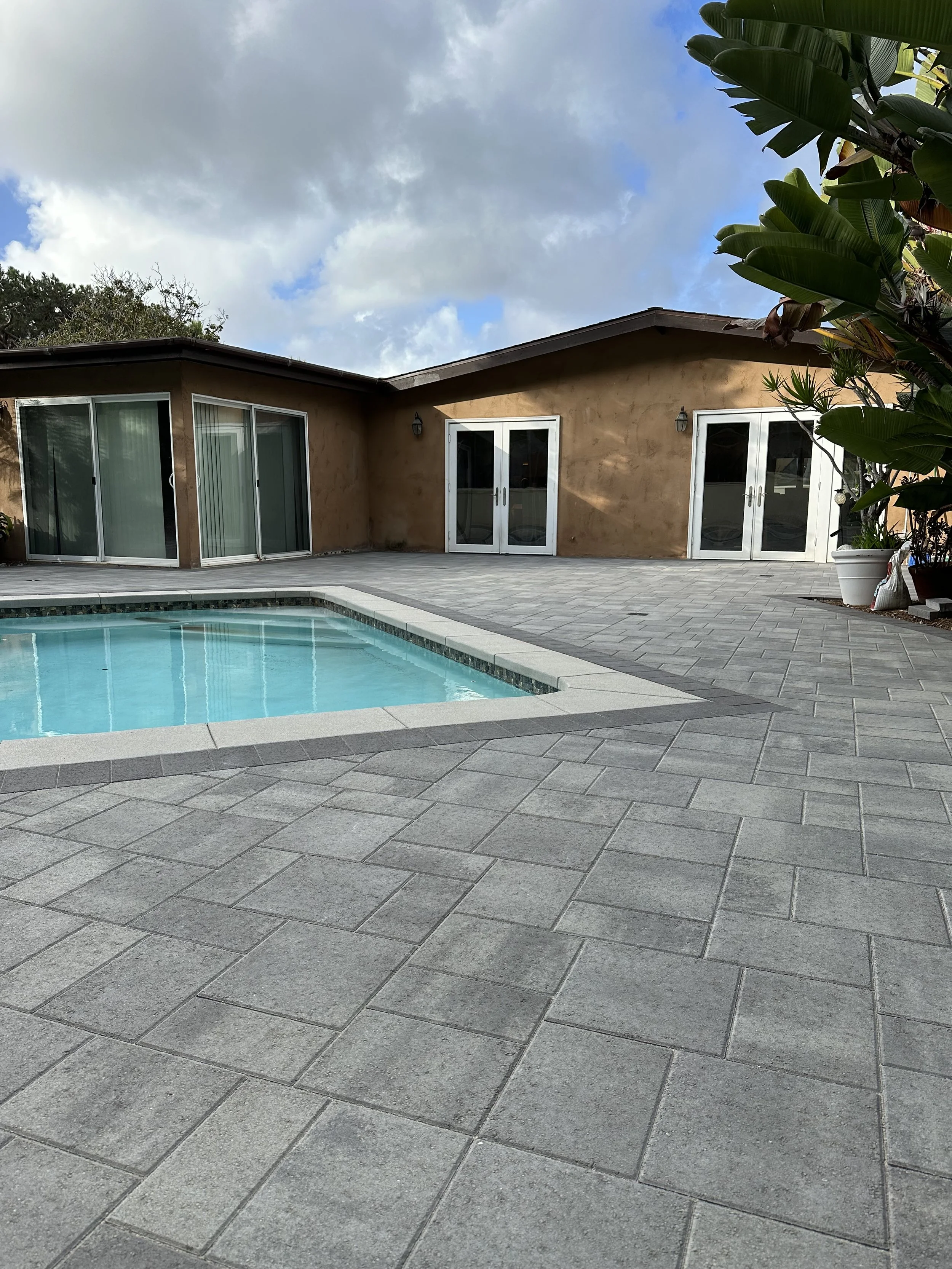 Paver pool deck and coping upgrade in Delmar, CA