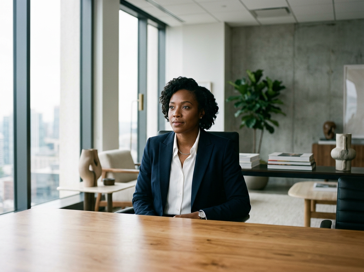 Business woman visualizes her company's future