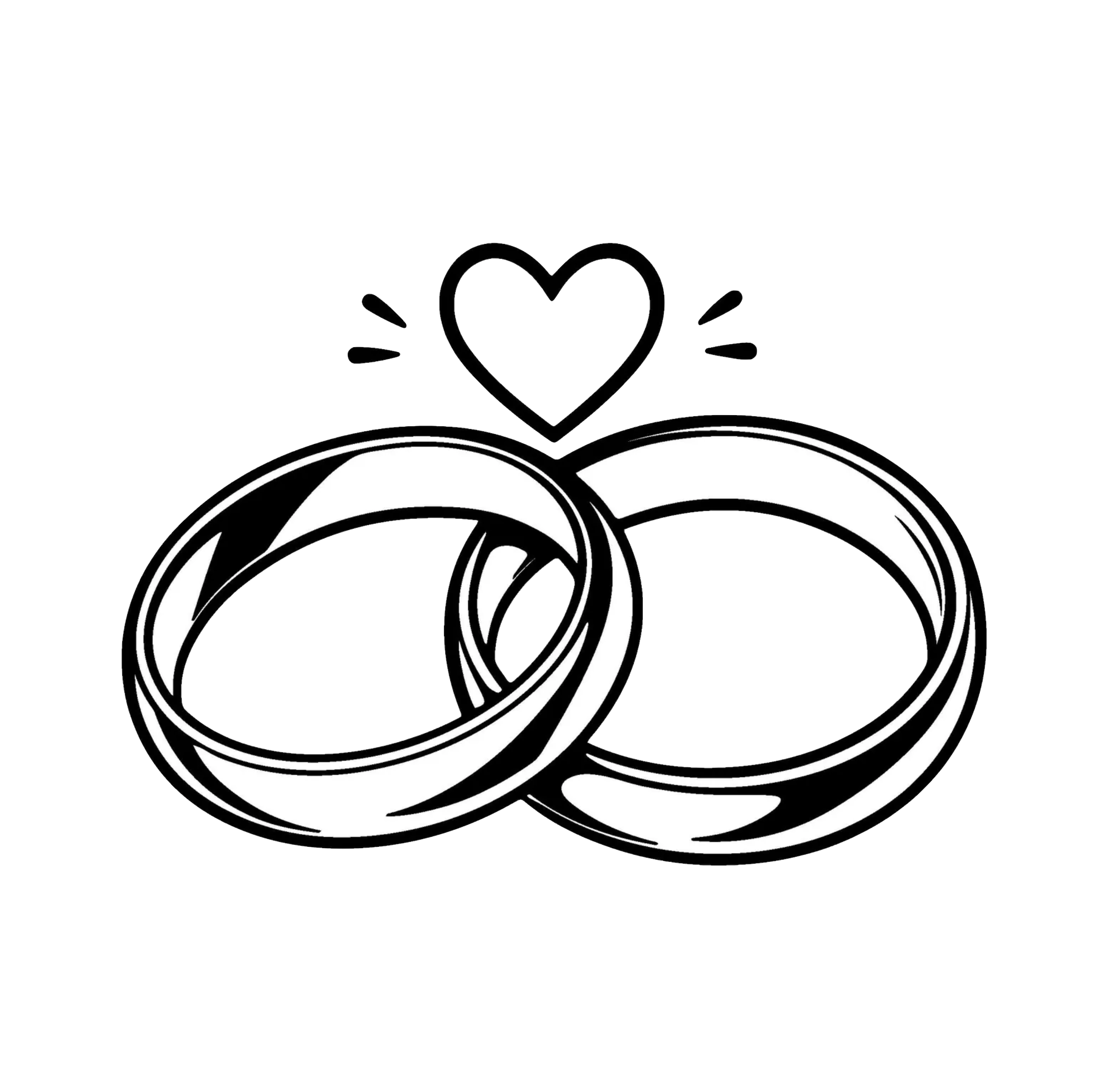 Black and white drawing of two hands holding a heart shape.