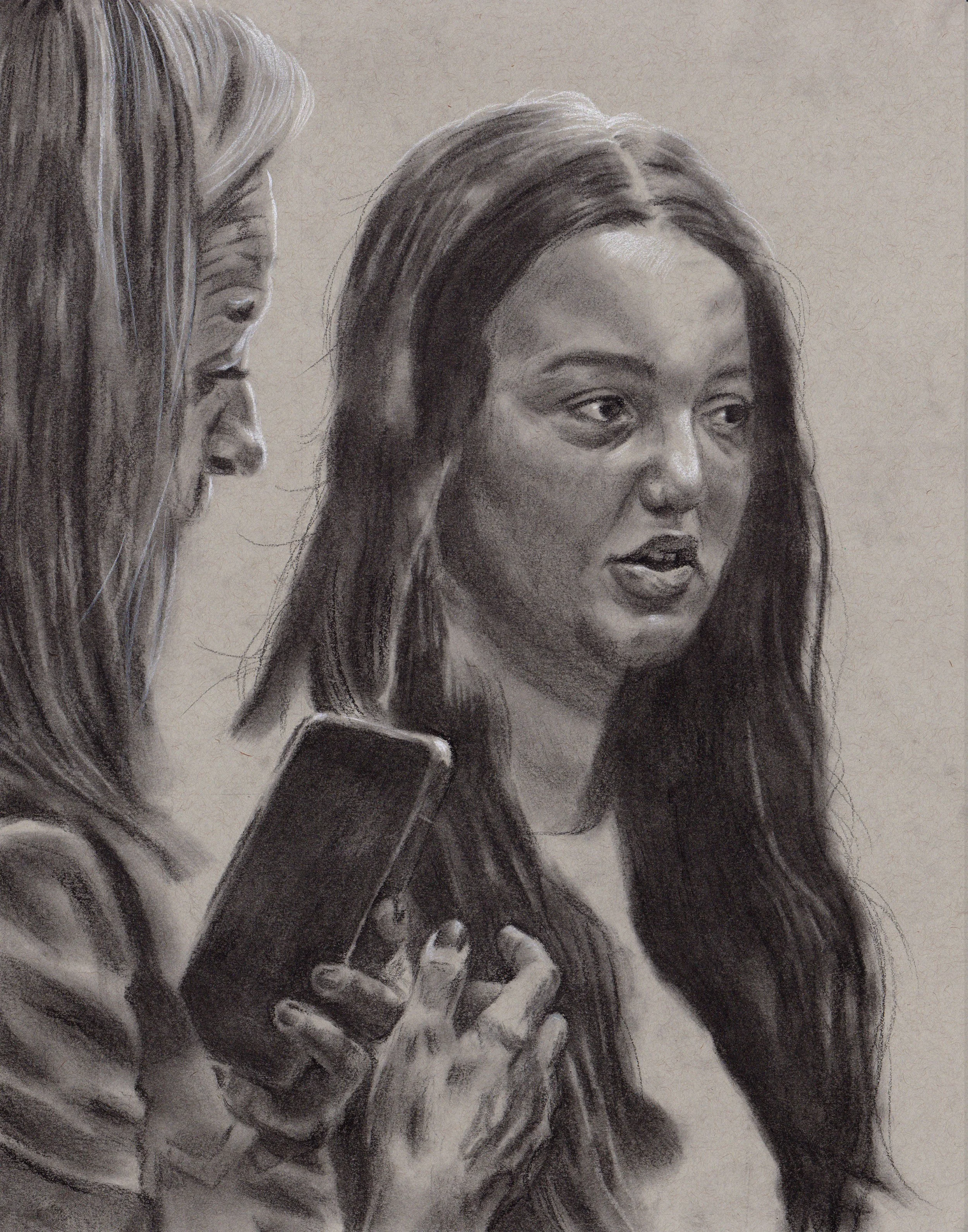 No title - Charcoal and white charcoal on colored paper (11x14)